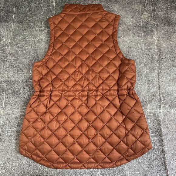 Women's Athleta Burnt Orange Insulated Quilted Light Puffer Zip Vest Jacket Sz L - Picture 4 of 4